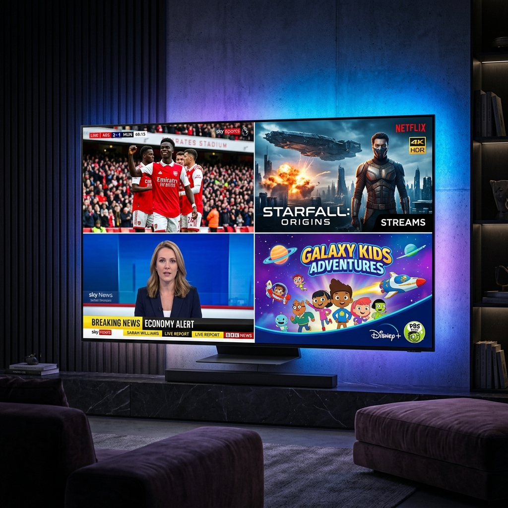 Greek IPTV 4K Player Interface on Smart TV